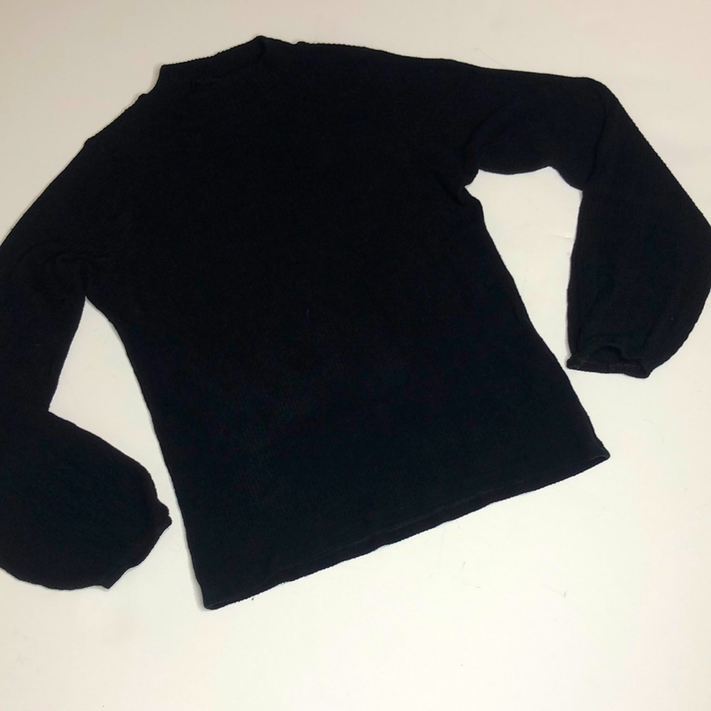 Reformation Black Ribbed High Neck Sweater Top